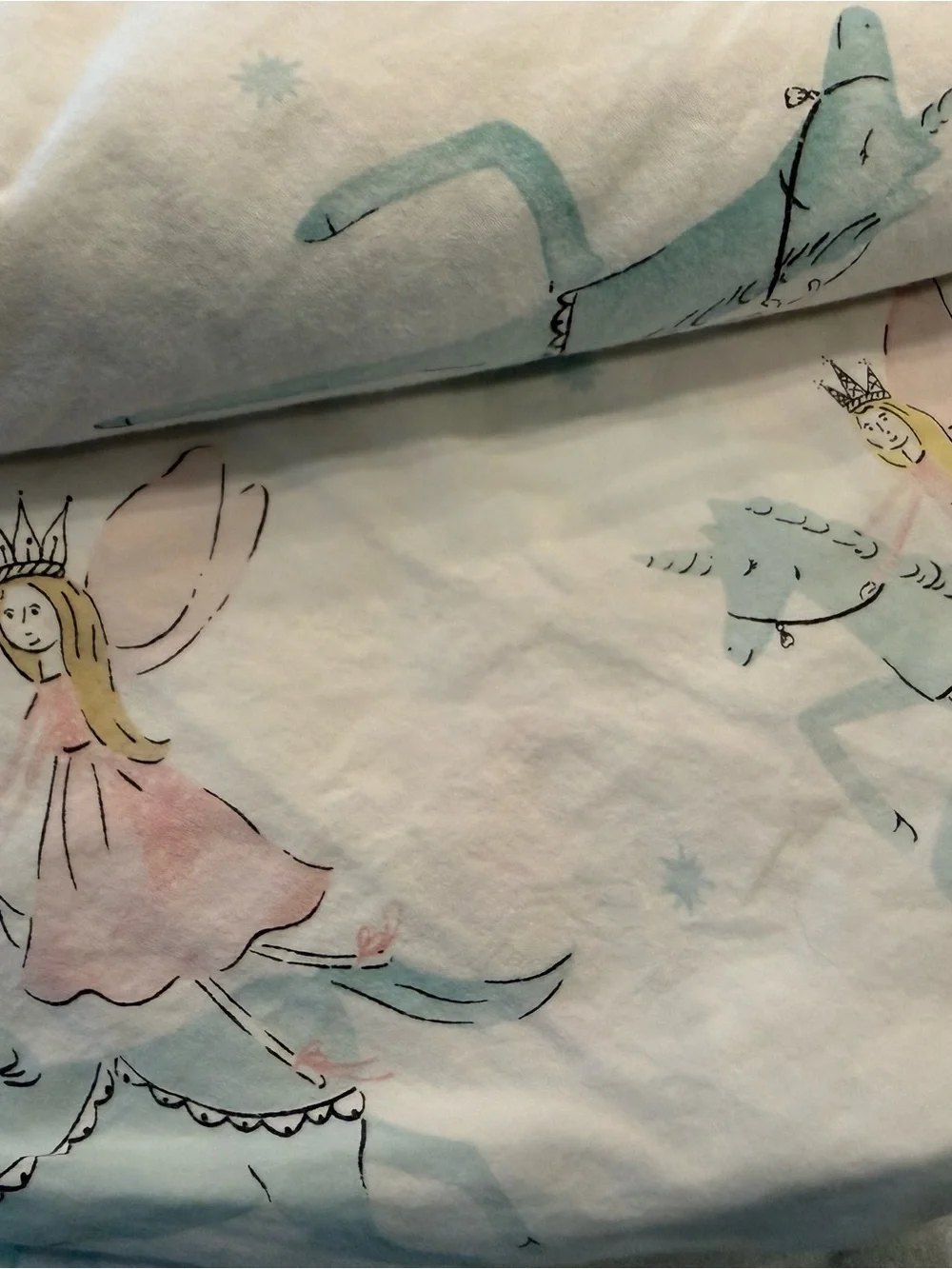 Pottery Barn Kids Pastel Princess Print twin bed sheets